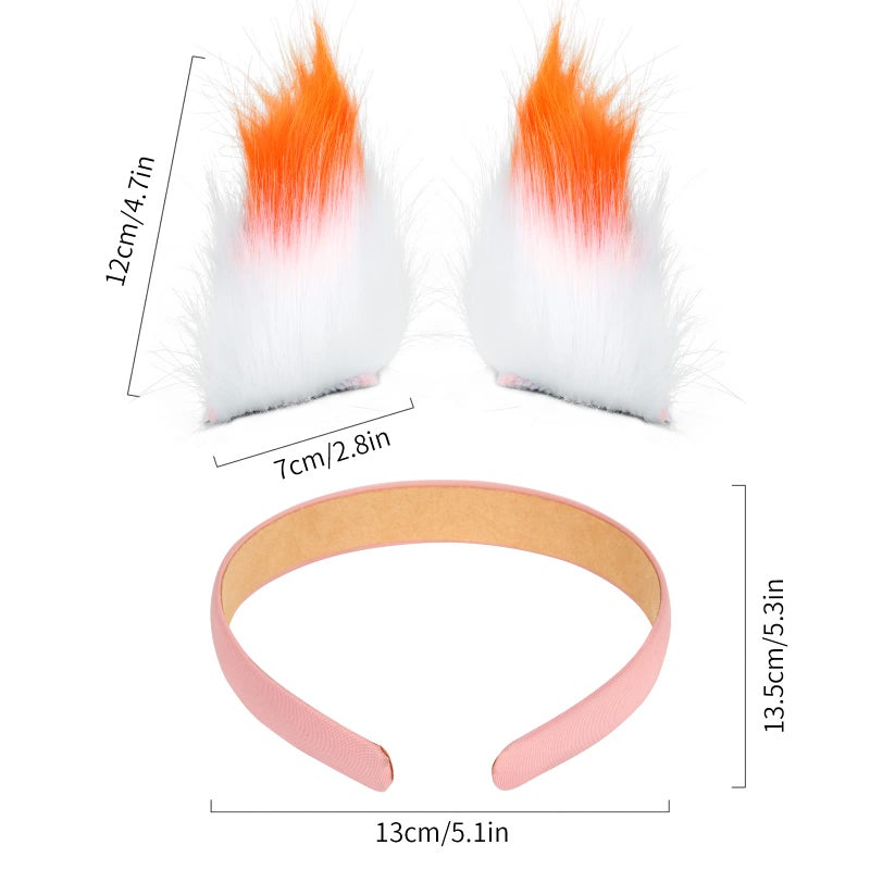 HAOAN Faux Fur Fox Tail and Clip Ears Kit for Halloween Party Costume Accessories Xmas - Image 3